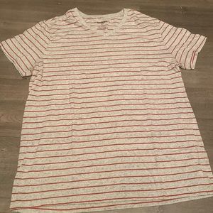 Men's Grey & Red Striped V-Neck Tshirt
